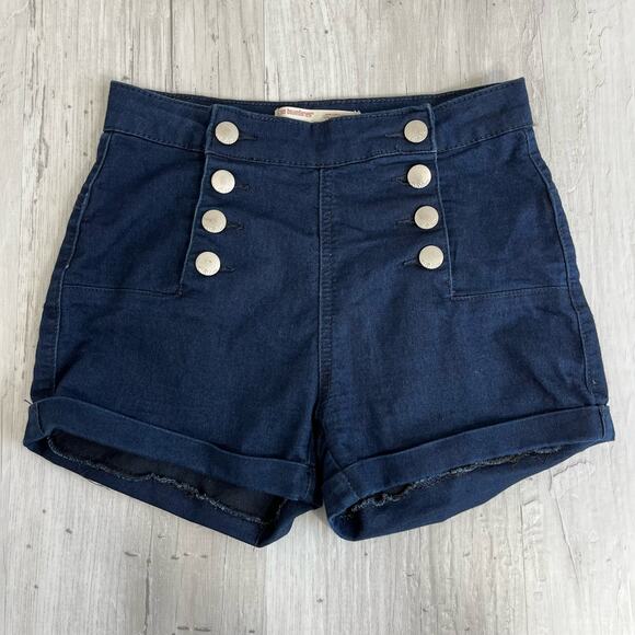 No Boundaries Dark Blue Double Button Shorts Size 1 - Picture 1 of 9